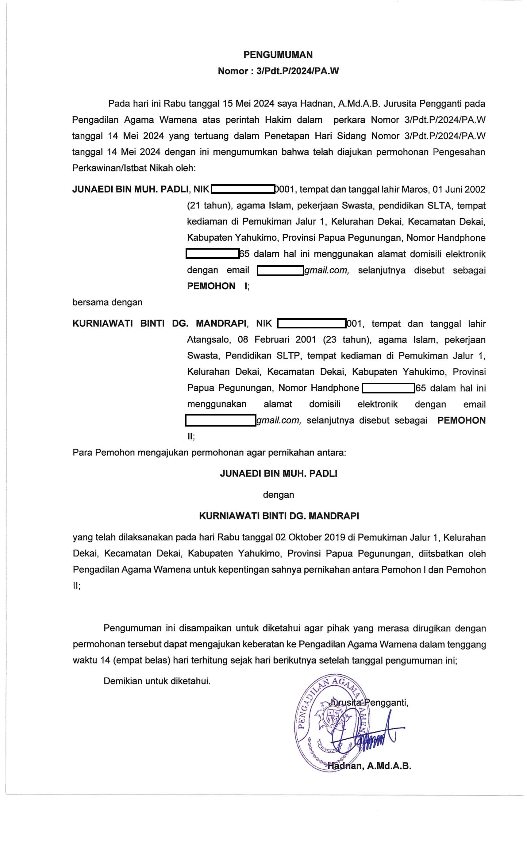 PENGUMUMAN ITSBAT 3 P